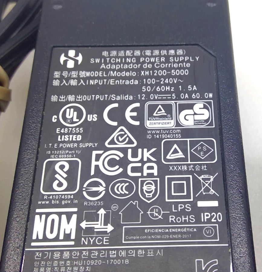 XH XH1200-5000 60W AC/DC Power Adapter 12V 5A Switching Power Supply w/ Cord