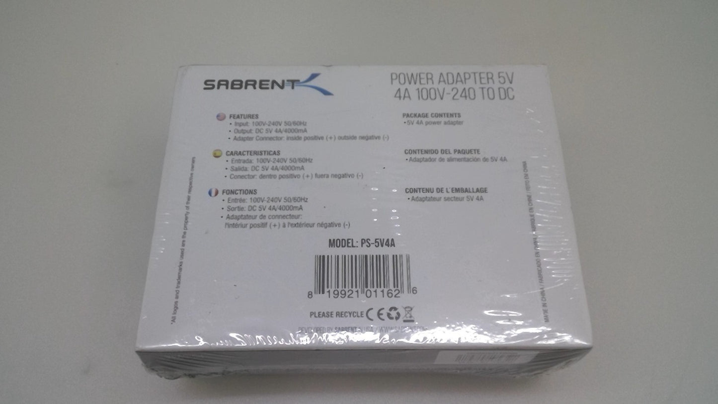 NEW SABRENT 5V 4A 100V-240V to DC Power Adapter PS-5V 4A Wall-charger Sealed