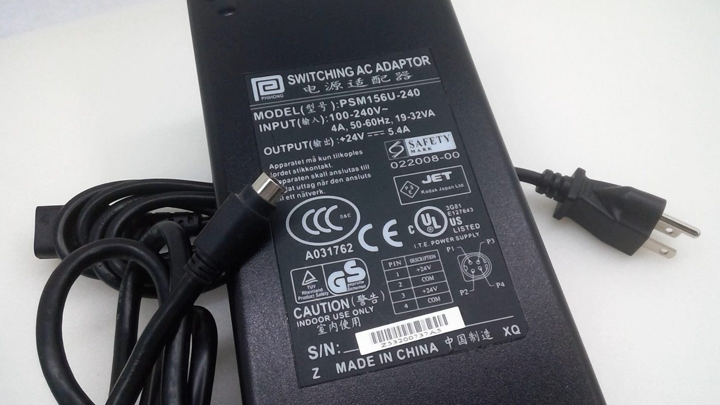 Genuine Phihong Switching AC Adapter PSM156U-240 Power Supply for Kodak Scanner