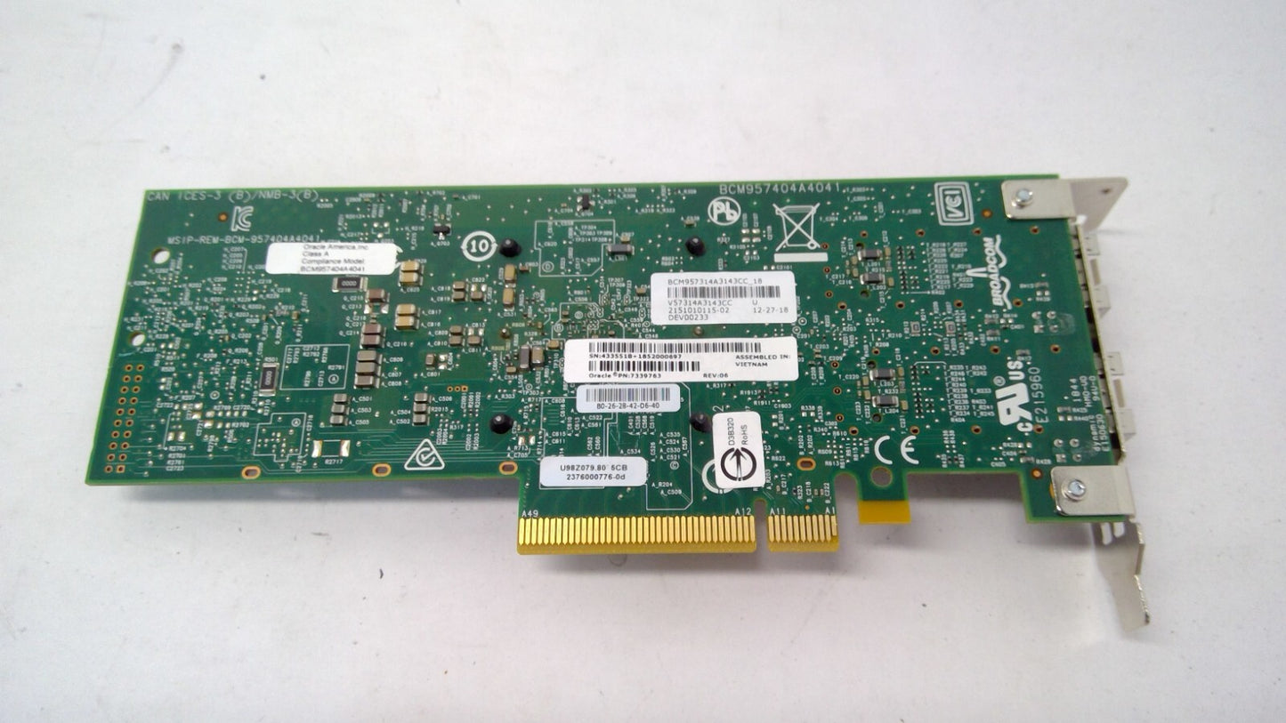 Oracle SFP28 Dual Port 10/25 Gb PCIe NIC Ethernet Adapter 7339763