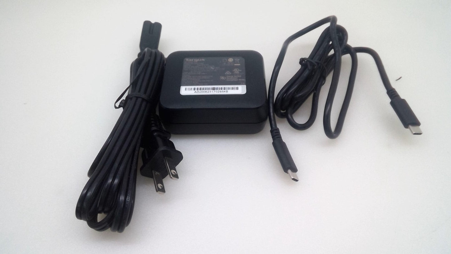Targus USB-C&USB -A Port  Laptop  Charger 65W Universal APA104BT Black 4ft Cable