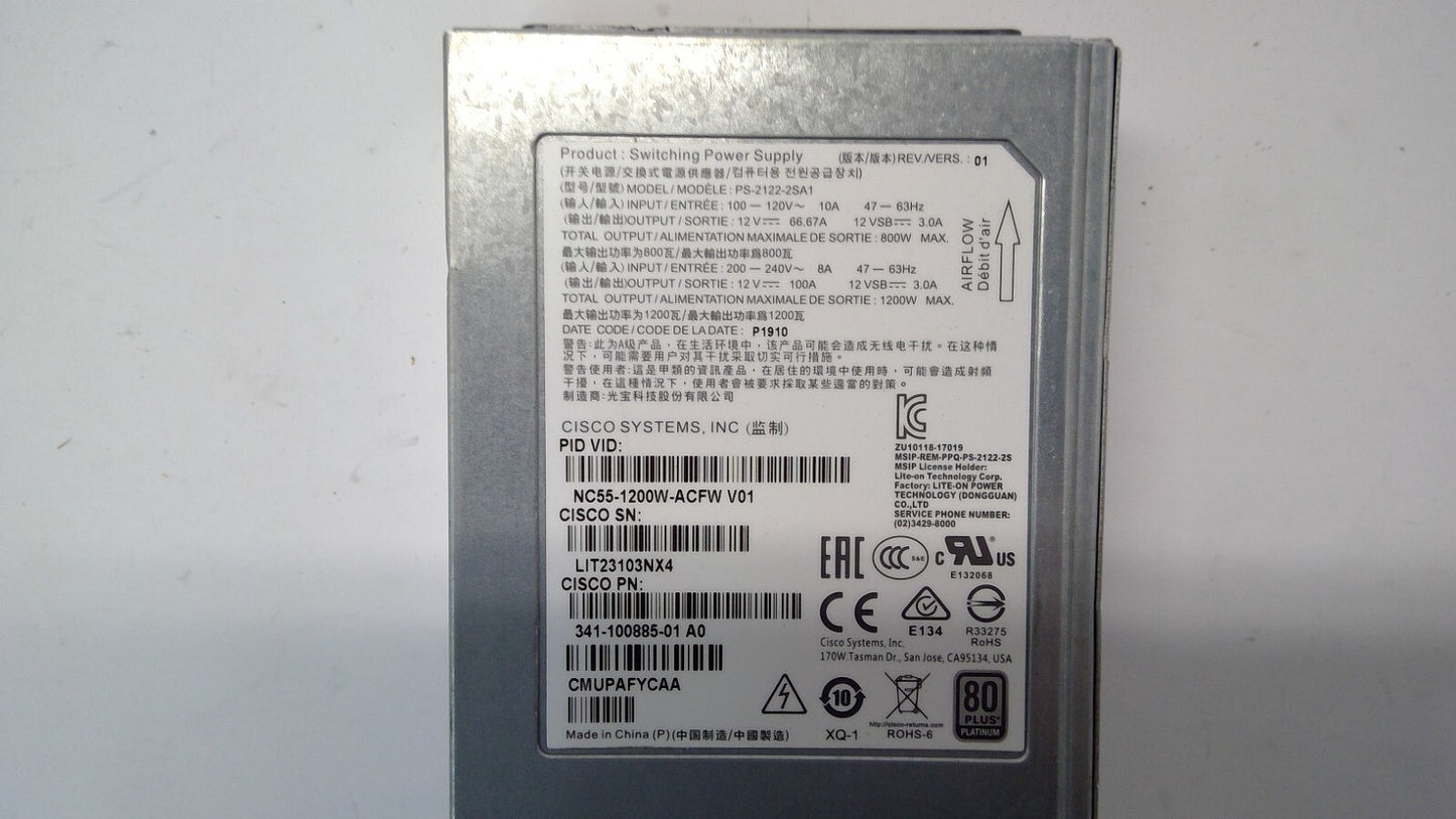 Cisco NC55-1200W-ACFW 341-100885-01 Switching Power Supply For NCS 5000 Series