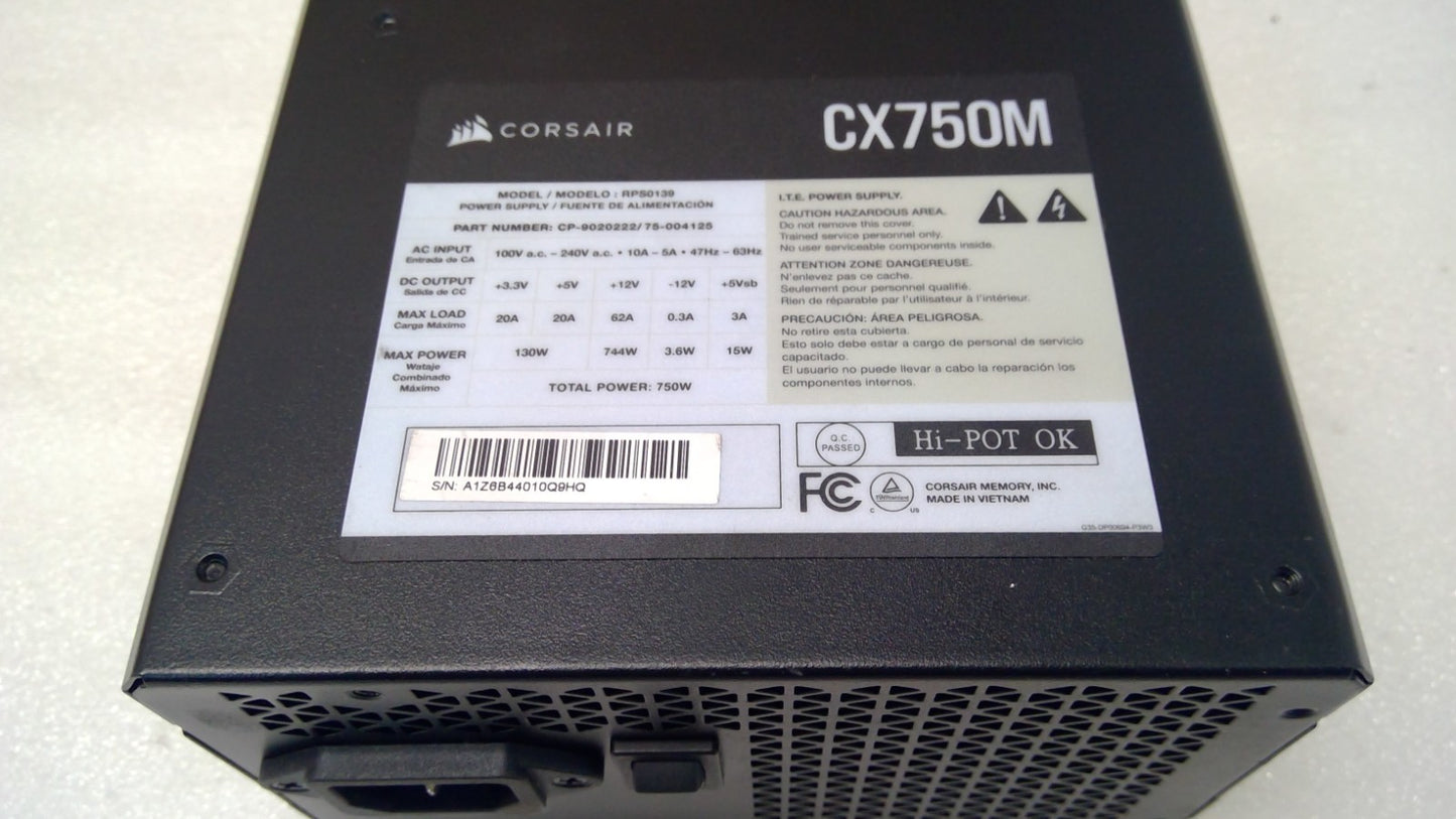 Corsair CX750M RPS0139 80 Plus Bronze 750W Semi Modular Power Supply