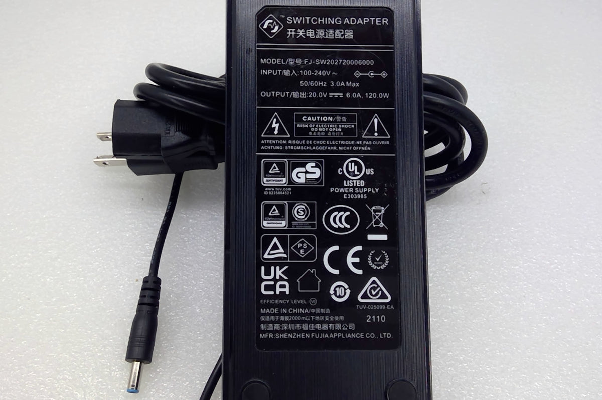 Fujia FJ-SW202720006000 120W AC Adapter 20V 6A Blue Tip w/ Power Cord