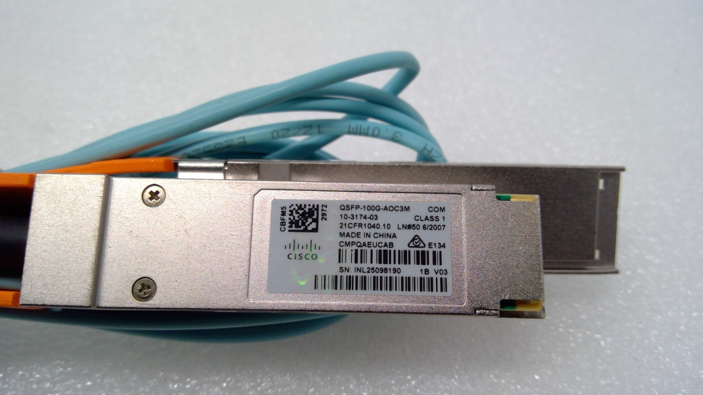 Cisco QSFP-100G-AOC3M 10-3174-03 100GBASE 3m QSFP Active Optical Cable