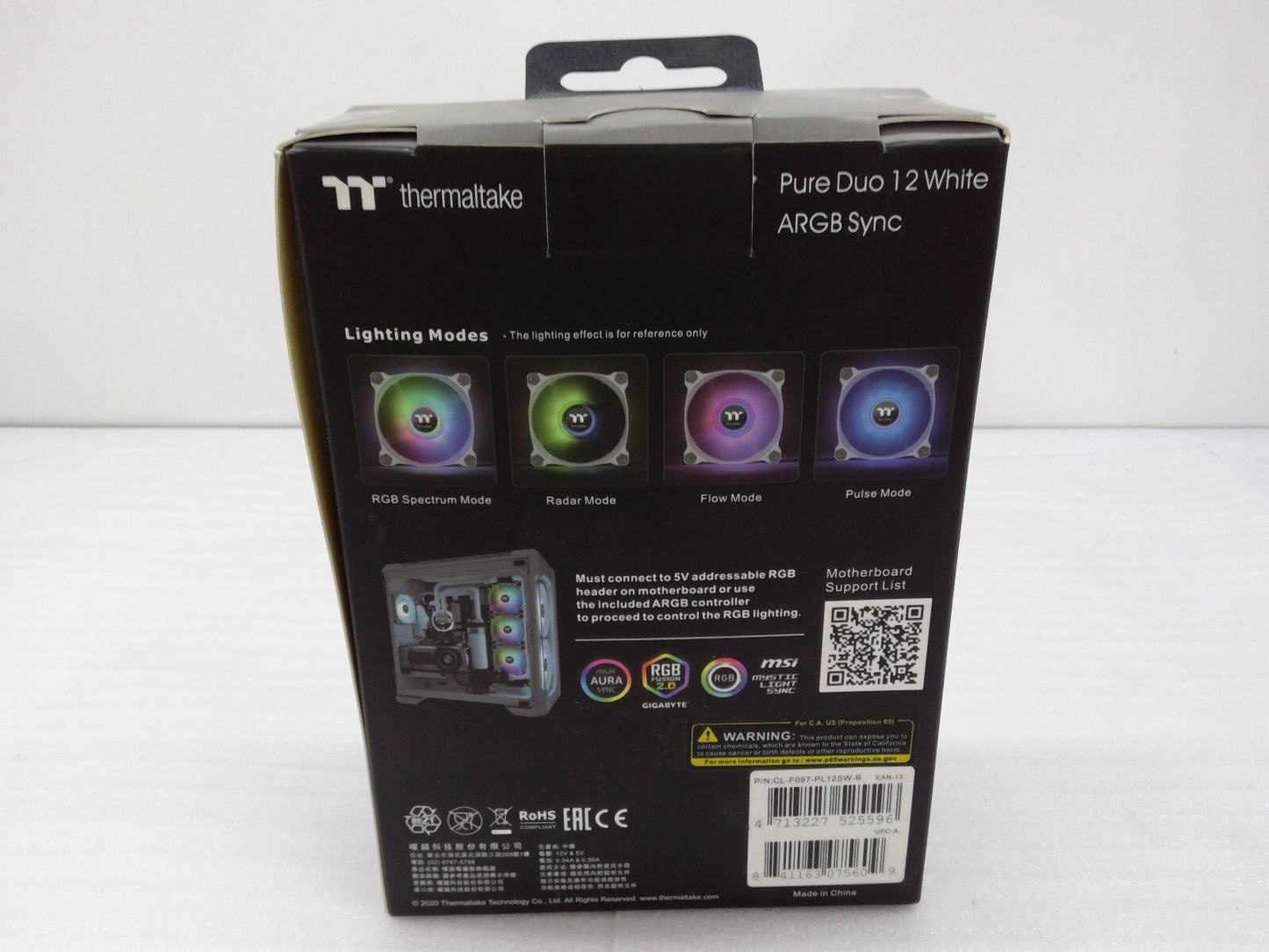 Thermaltake CL-F097-PL12SW-B Pure Duo 12 ARGB Sync Radiator Fan (2 Pack)-White