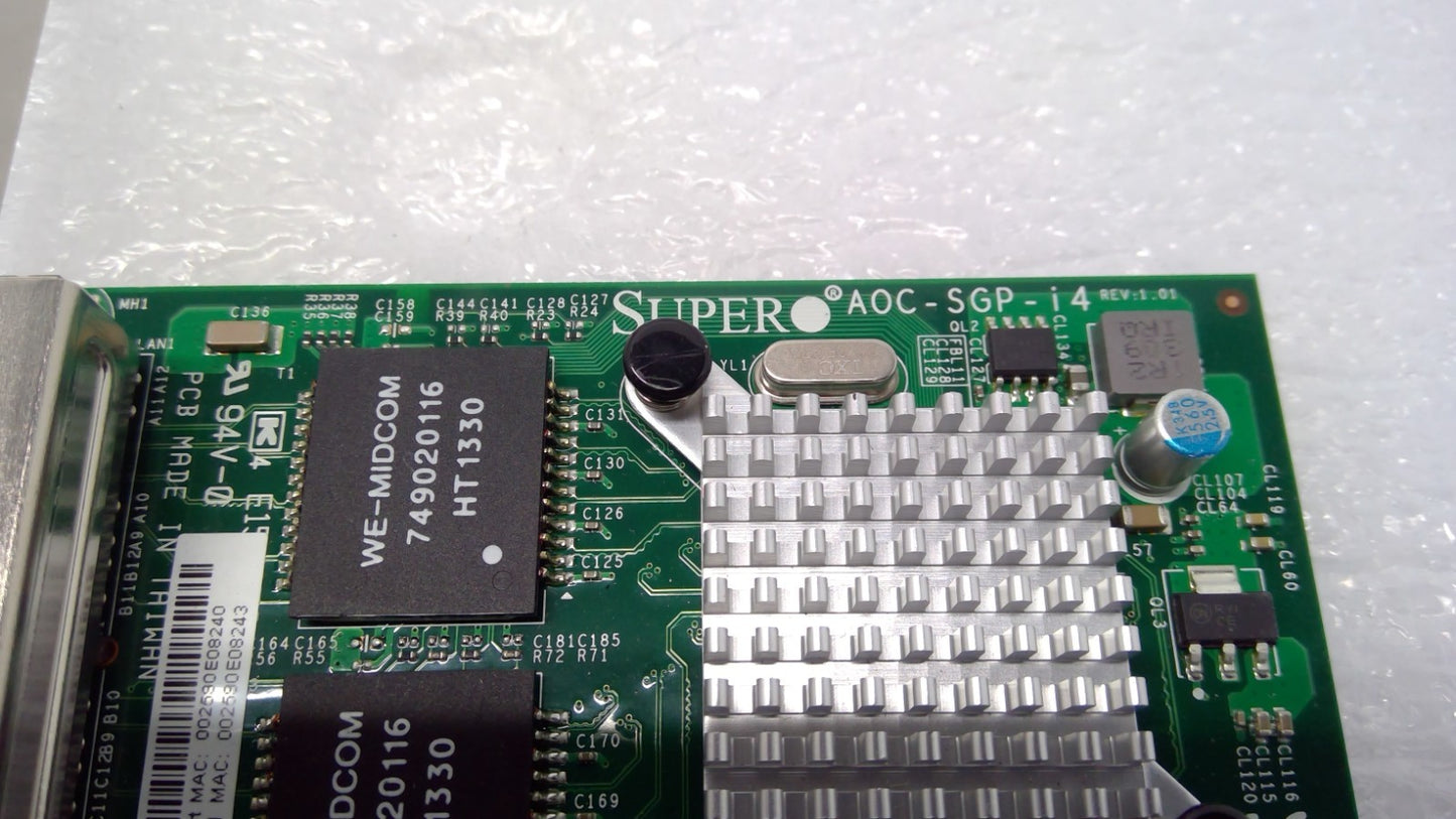 SuperMicro AOC-SGP-i4 Quad-Port Gigabit PCIe x8 Network Card H/Profile
