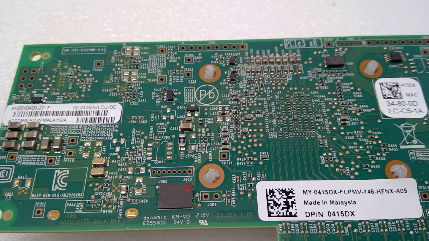 Dell QL41262HLCU-DE Dual-Port 25GbE SFP+ PCIe Network Card 0415DX 415DX