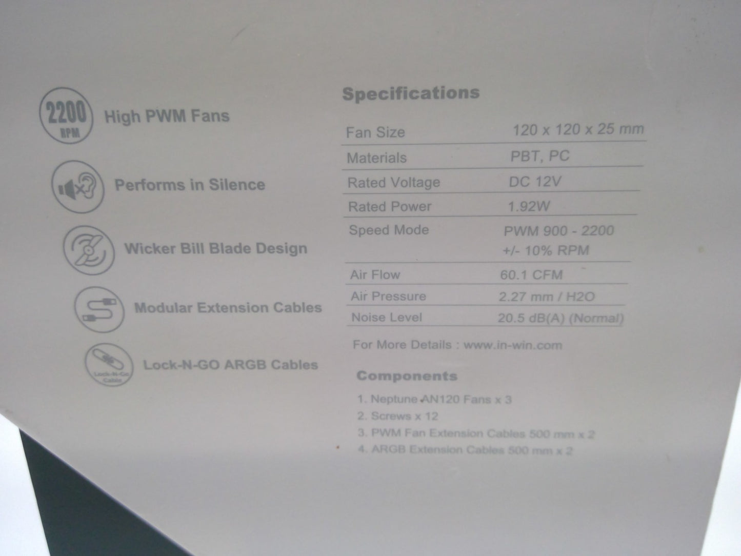 InWin Neptune AN120 120mm PWM ARGB Silent static pressure Fans Triple Pack