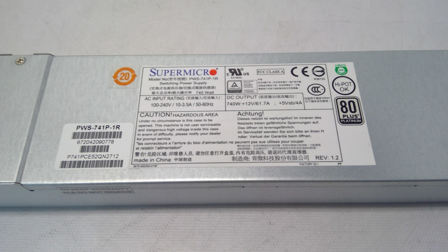 Supermicro PWS-741P-1R 740W 80 Plus Platinum Switching Power Supply