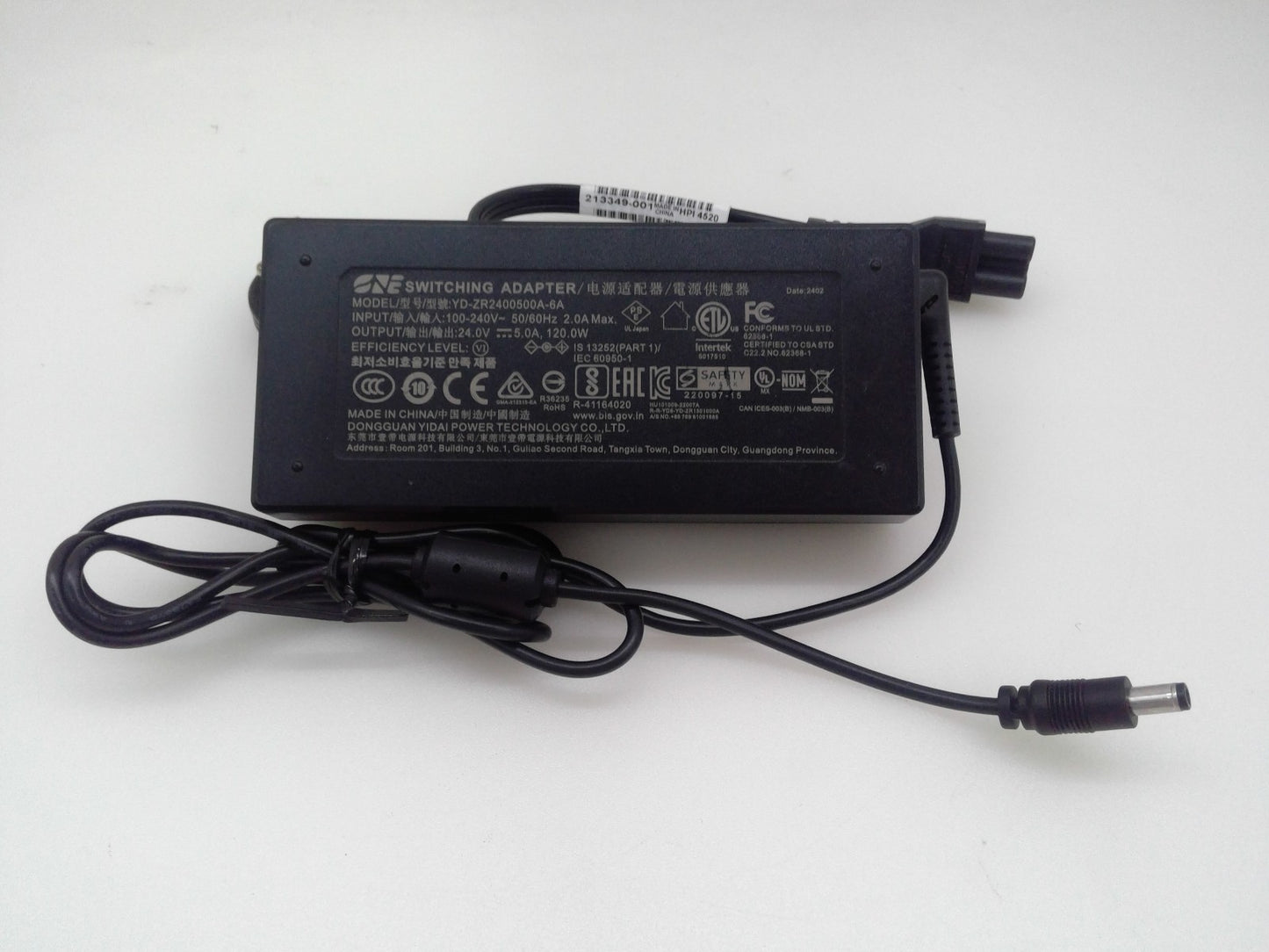 YIDAI YD-ZR2400500A-6A 24V Adapter for SANSUI ES-27G2 27" 240Hz Gaming Monitor