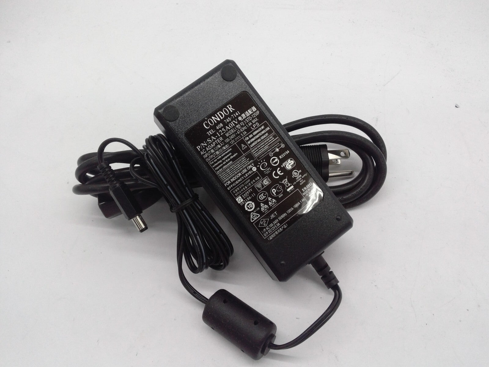 Genuine Condor AC Adapter STD-1250P SA-125A0IV 12V 5A Power Supply Cha ...