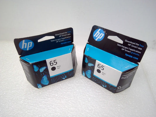 Pack of 2 HP 65 Genuine Black Ink Cartridges NEW SEALED