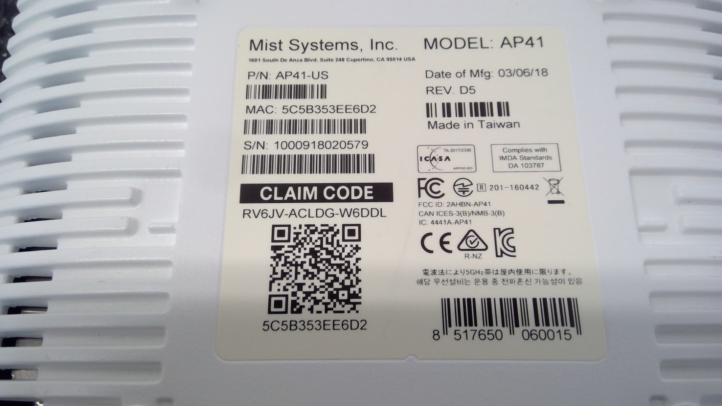 Mist Systems AP41-US Internal Antenna Wireless Access Points Cloud Managed AP41