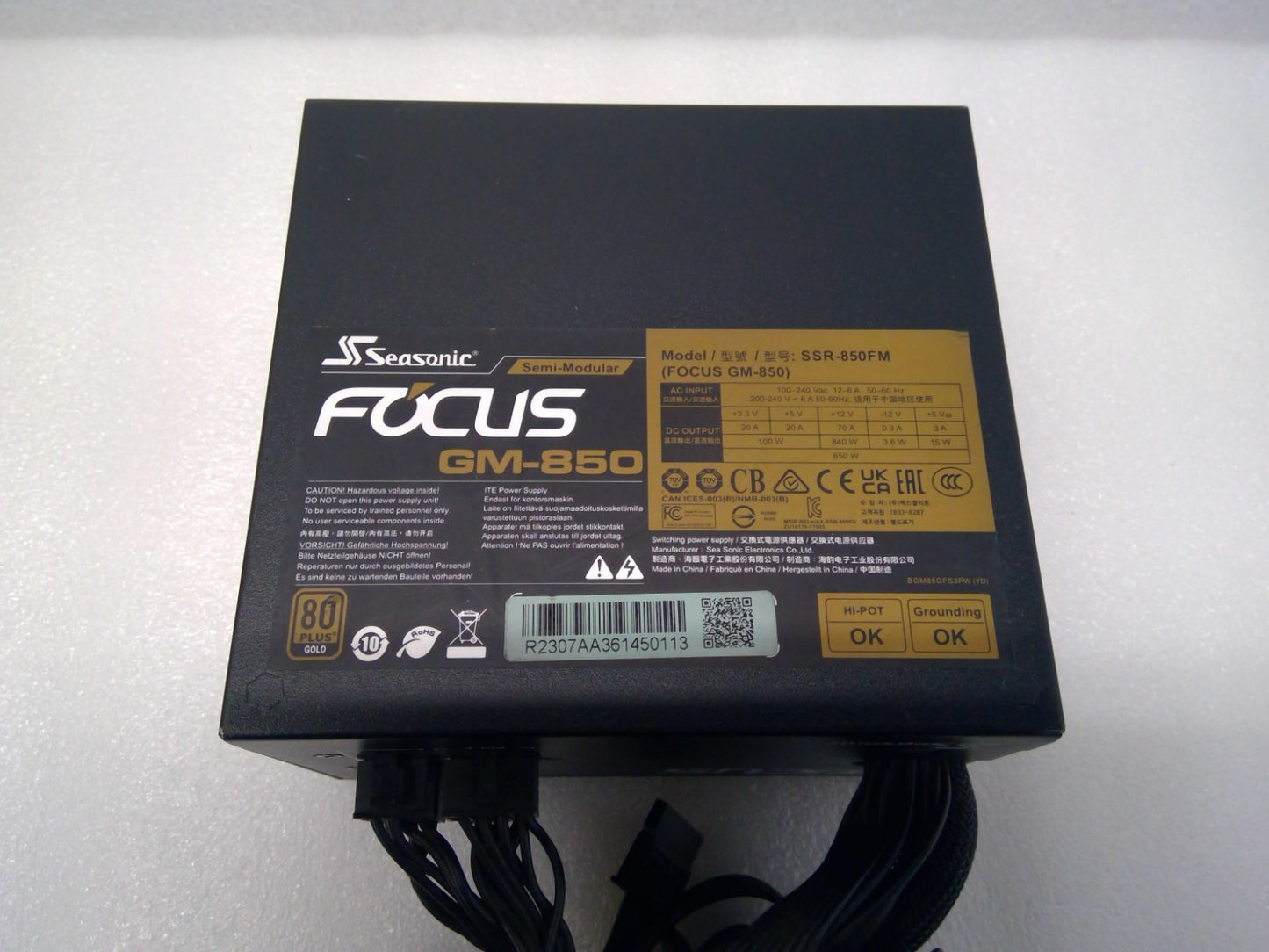 SeaSonic Focus GM-850 SSR-850FM 80 Plus Gold 850W Semi Modular Power Supply