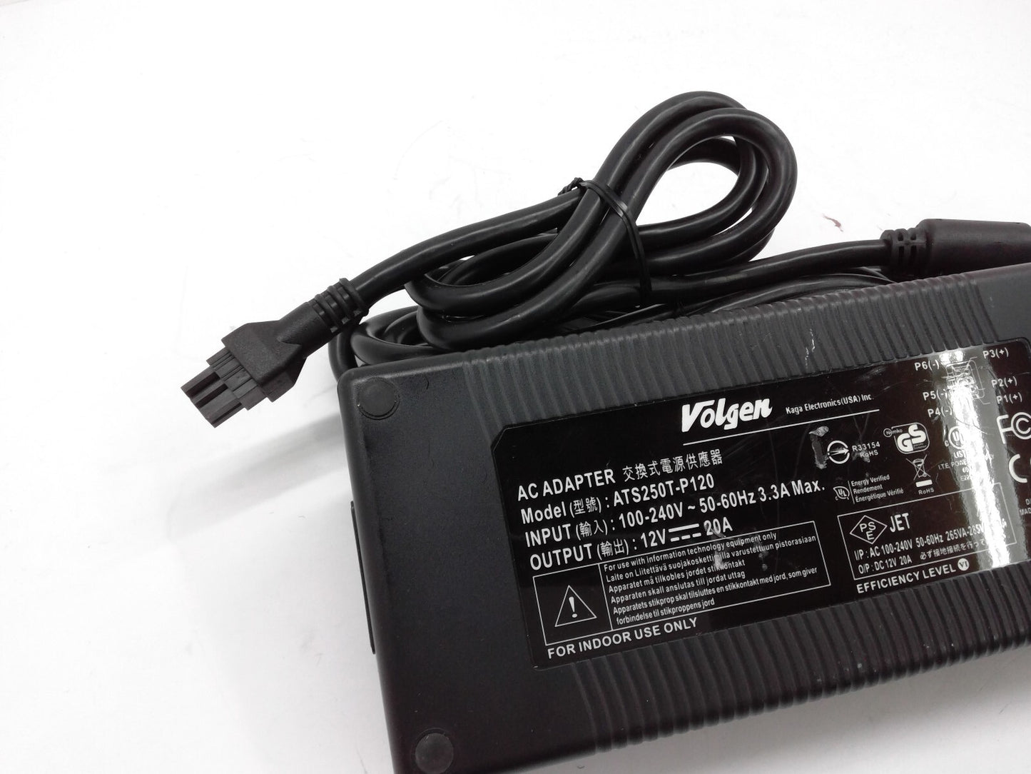 VOLGEN  ATS250T-P120 AC Adapter 100 240V  50 60Hz 12V 20A 6 PIN