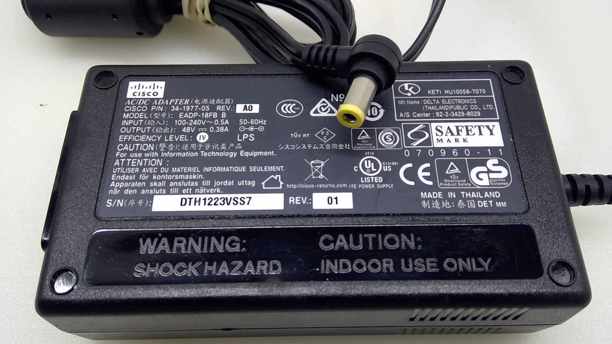 Genuine Cisco 34-1977-05 EADP-18FB B 48V 0.38A AC/DC Power Adapter Supply
