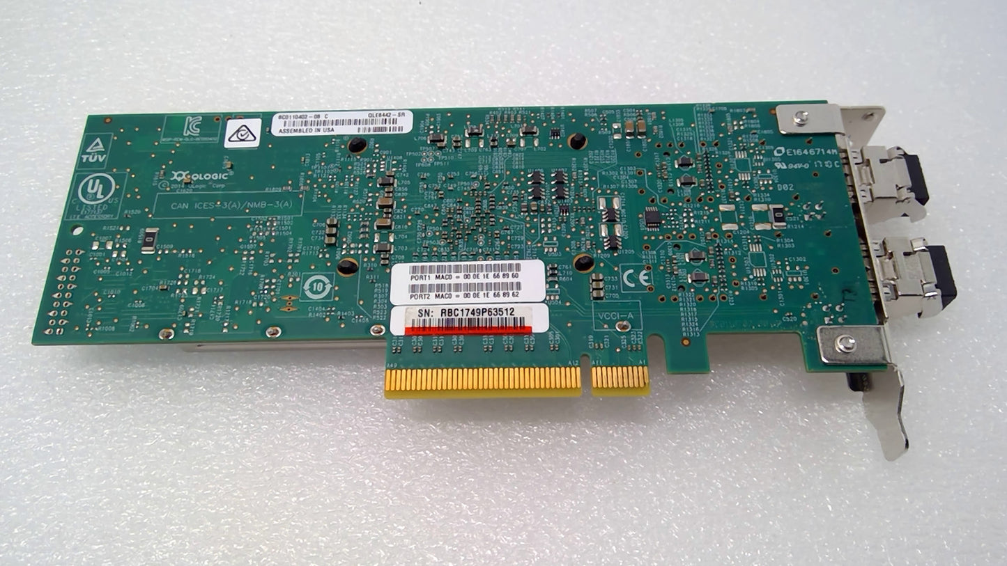 QLogic QLE8442-SR Dual Port 10GbE SFP+ CNA w/2x SFP+ Low Profile