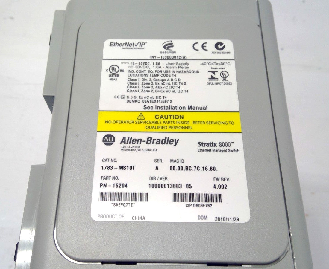 Allen Bradley 1783-MS10T Stratix 8000 Ethernet Managed Switch and 1783-MX04T04E