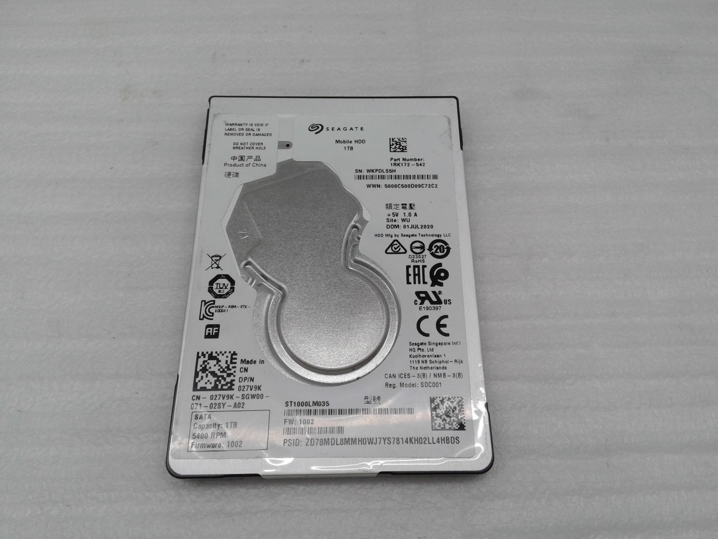 Seagate Mobile HDD 1TB ST1000LM035 2.5" SATA 5400RPM  1RK172-542 027V9K
