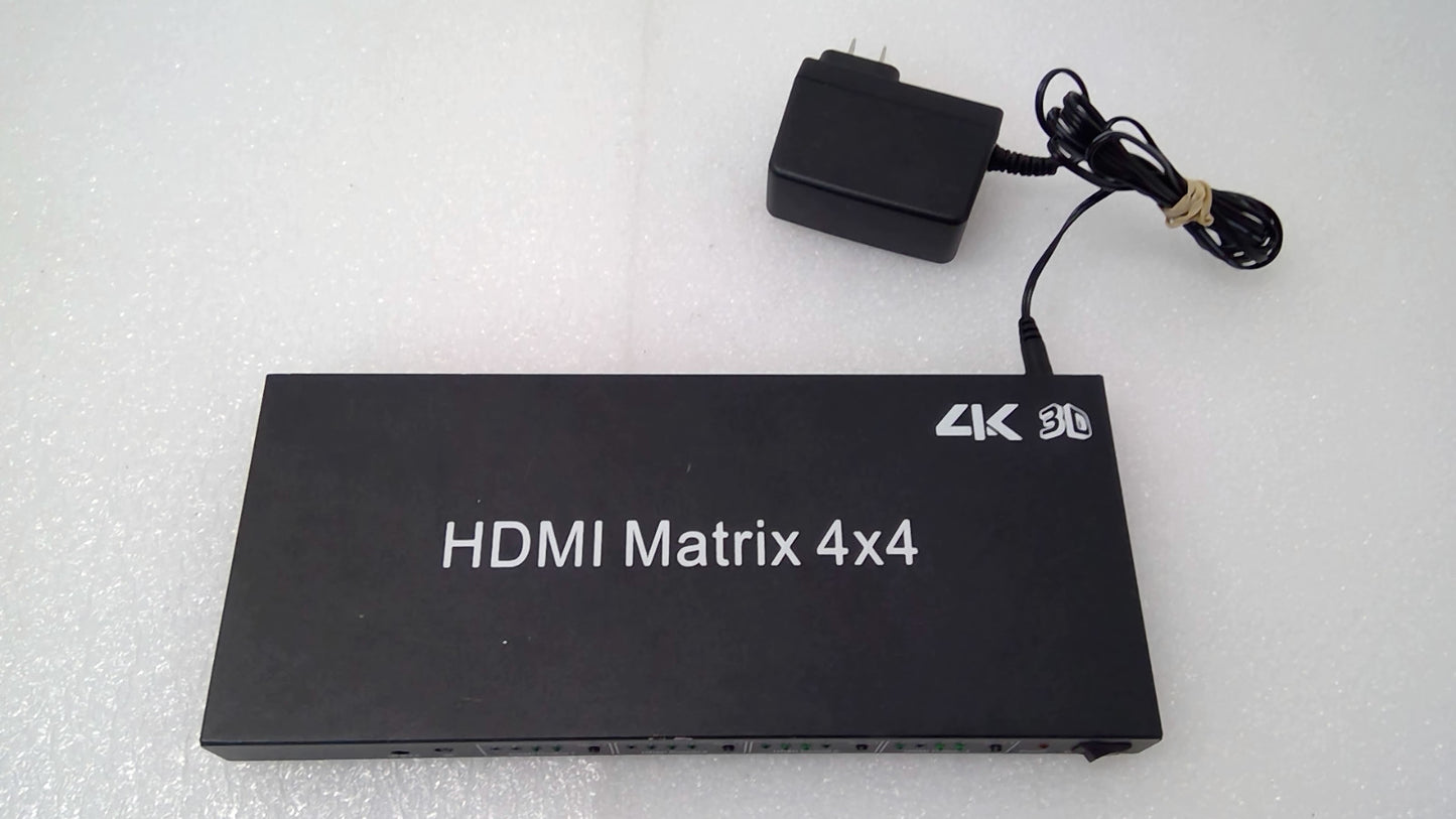 4X4 HDMI Matrix Switcher Splitter 4K 3D 4 In 4 Out With Power Adapter