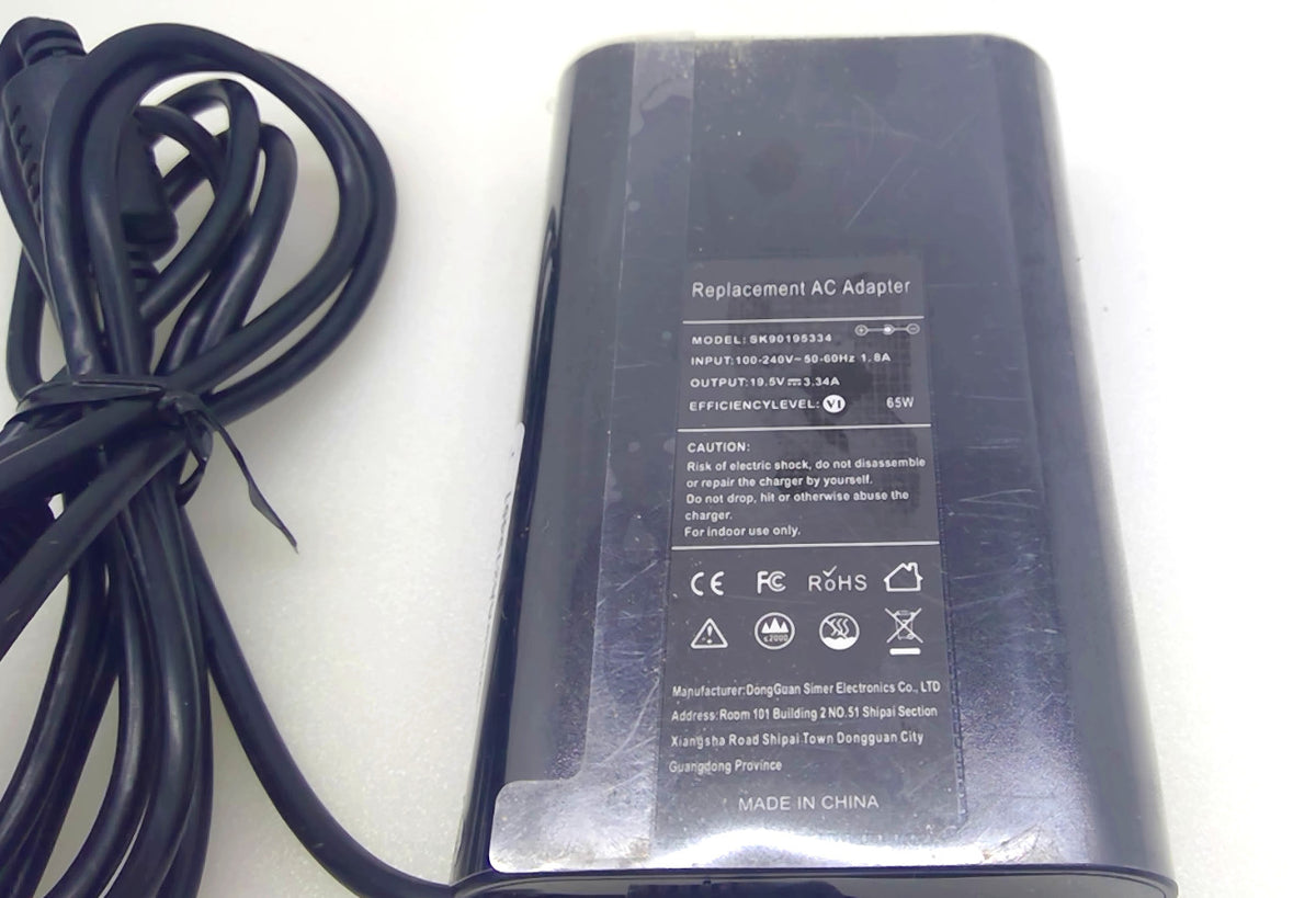 SK90195334 65W 19.5V 3.34A AC Adapter Charger for Dell Laptop w/ AC Cord