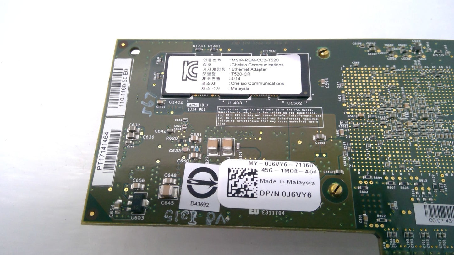 DELL Chelsio J6VY6 T520-CR 10GbE 2-Port PCIe Unified Wire Network Card 0J6VY6