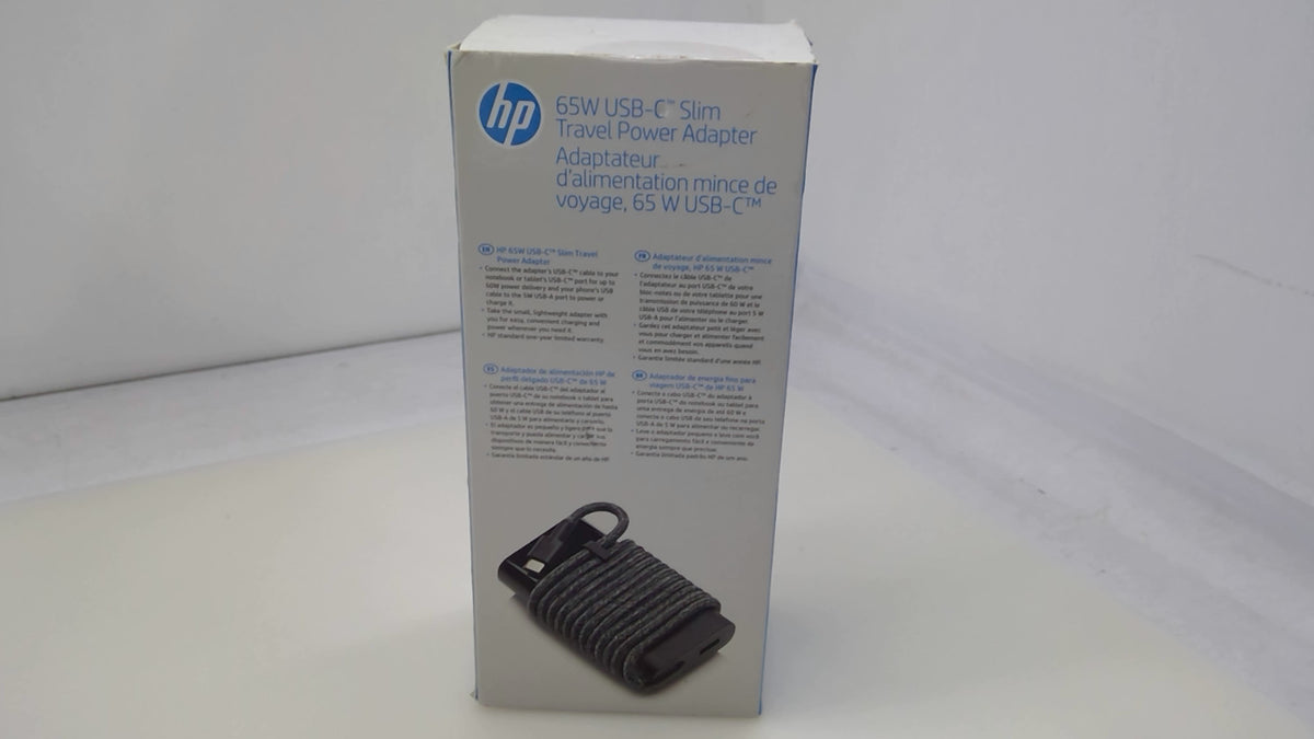 HP 65W USB-C Slim Travel Power Adapter 3PN48UT#ABA New Sealed