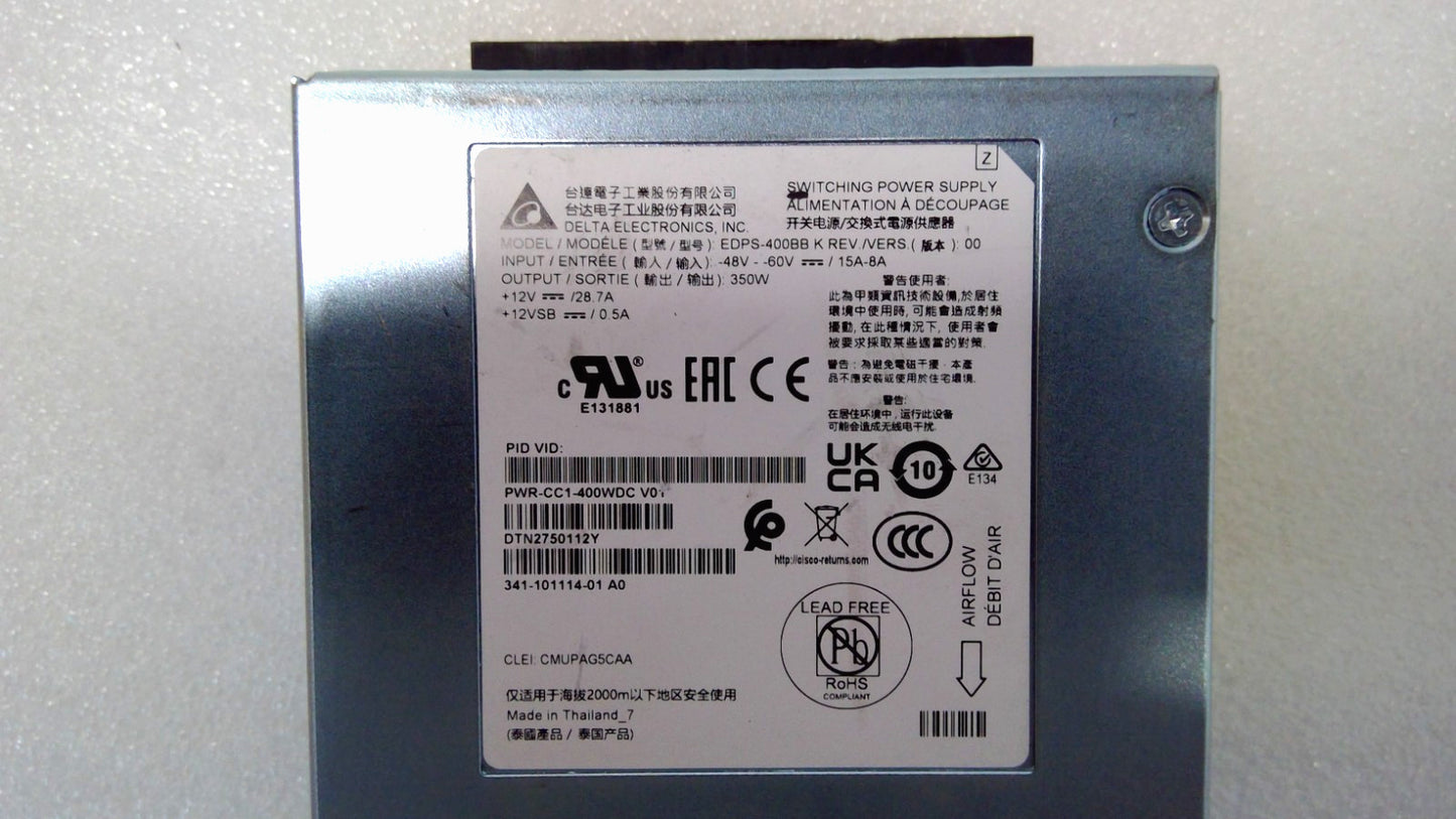 CISCO PWR-CC1-400WDC 8000 series 400w DC Power Supply *Read Detail *