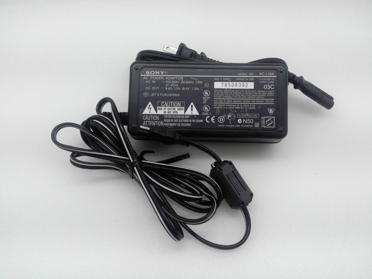 OEM Sony AC-L10A AC Power Adapter 8.4V DC 1.5A Camcorder Charger Genuine Camera