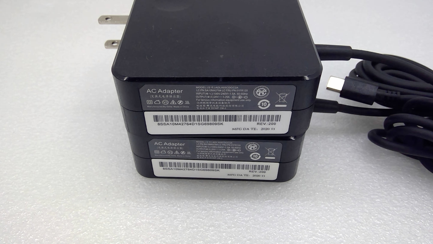 Lot of 2 ADLX65DCGC2A 65W AC Adapter Charger 20V 3.25A  For LENOVO