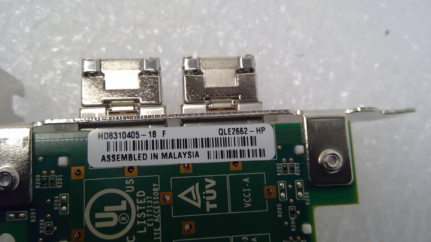 OPEN HP QLogic QLE2662 16Gb SFP+ Dual Port HBA FC PCIe QW972-63001 w/16G SFP+