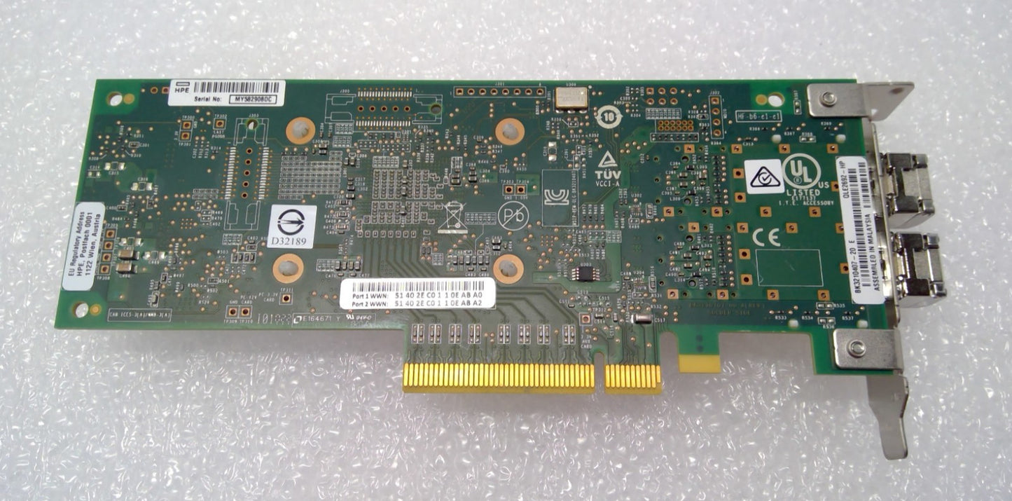 HPE HP 853011-001 QLE2692-HP 16GB SN1100Q Dual Port FC HBA w/ 2x 16GB SFP