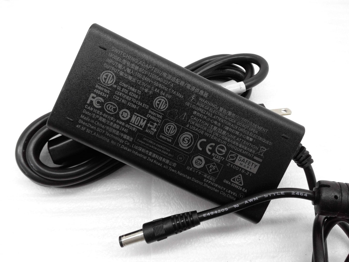 SANSUI Monitor Power Supply AC Adapter Cord SOY-1200540-327-A 12V 5.4A 64.8W