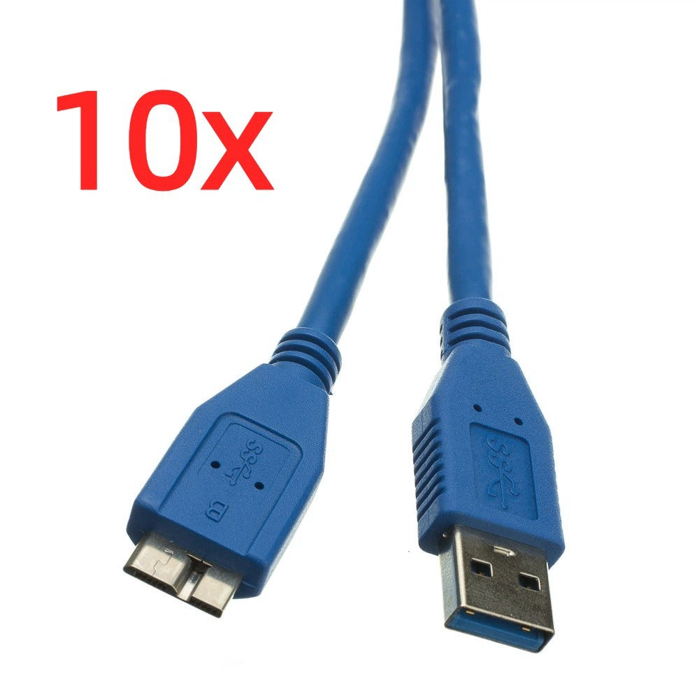 *LOT OF 10* USB 3.0 Type A Male to Micro B USB Male 6ft Cable for Hard Drive HDD