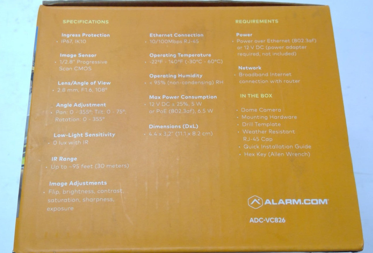 Alarm.com Indoor/Outdoor 1080p ADC-VC826 Dome Camera