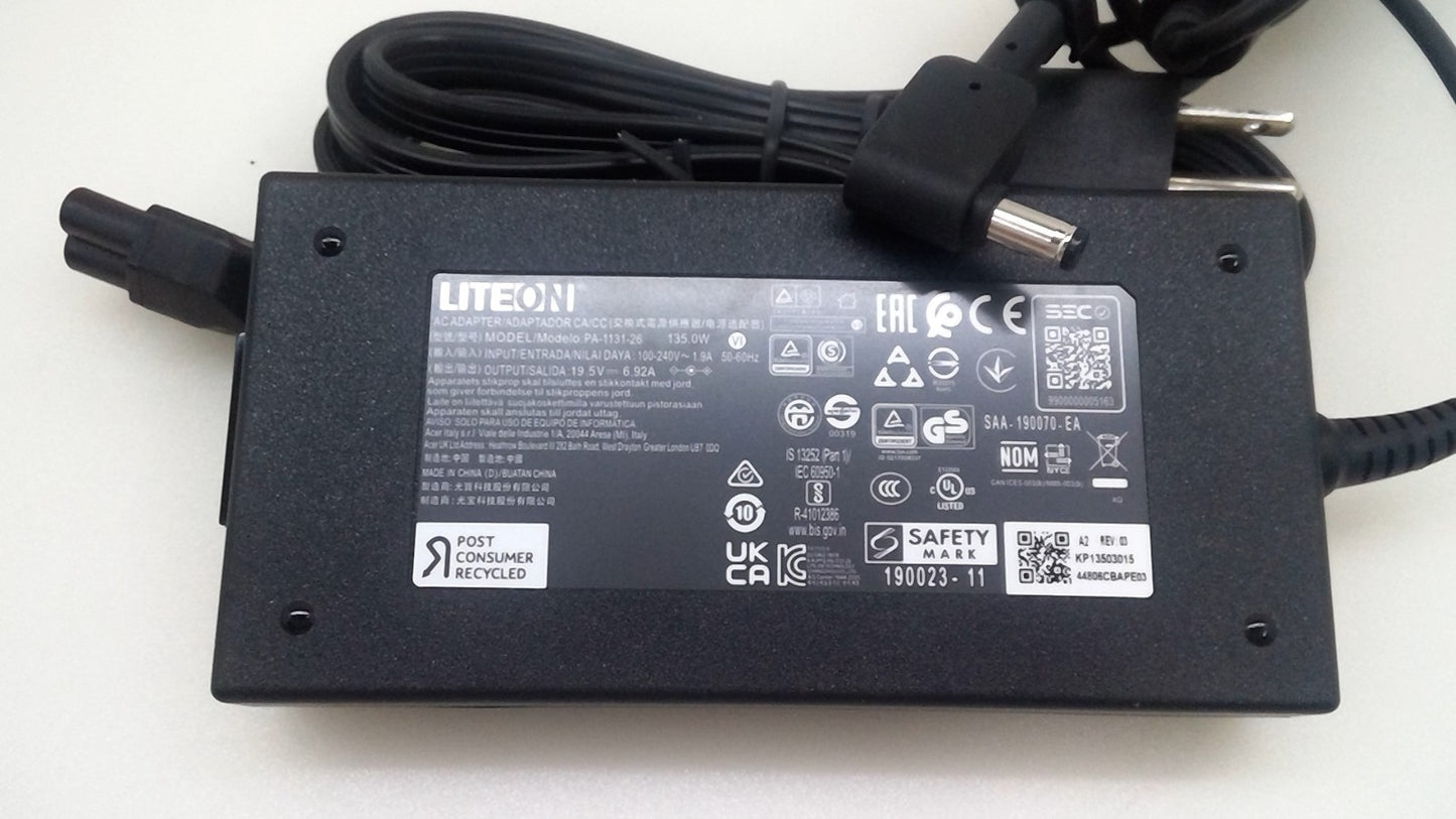 Liteon 135W PA-1131-26 9.5V 6.92A  5.5*1.7mm Tip AC Adapter Power Supply