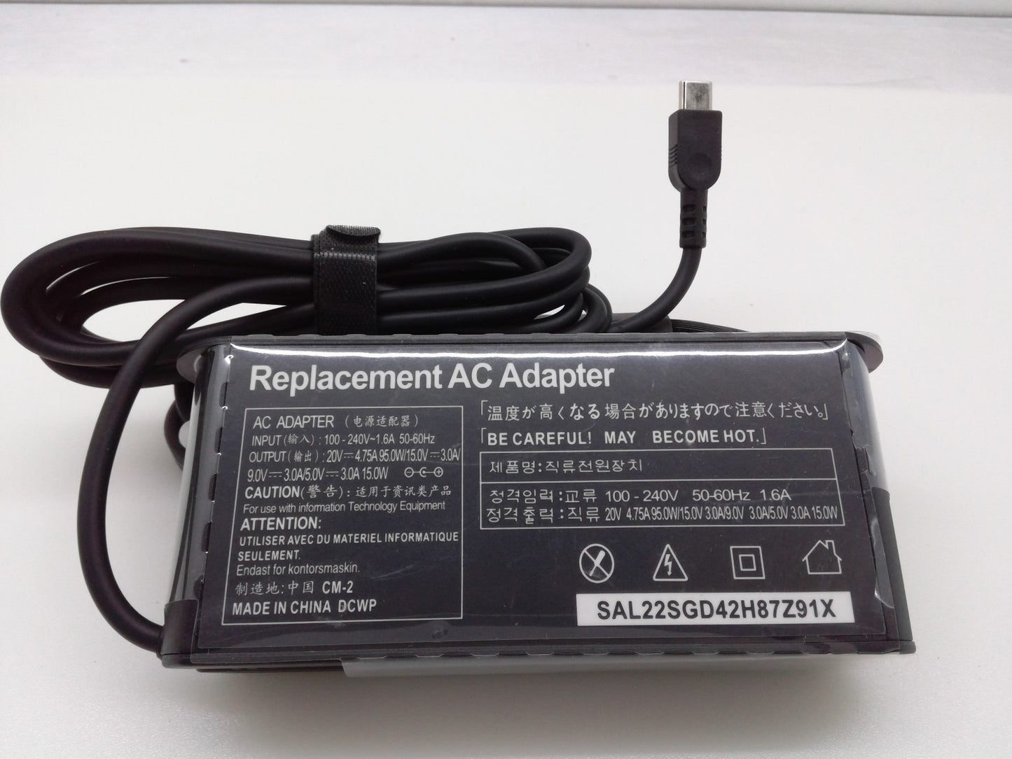95W  Type-C USB-C Replacement AC Adapter 20V 4.75A  15V 3A 9V 3A 5V 3A 15W