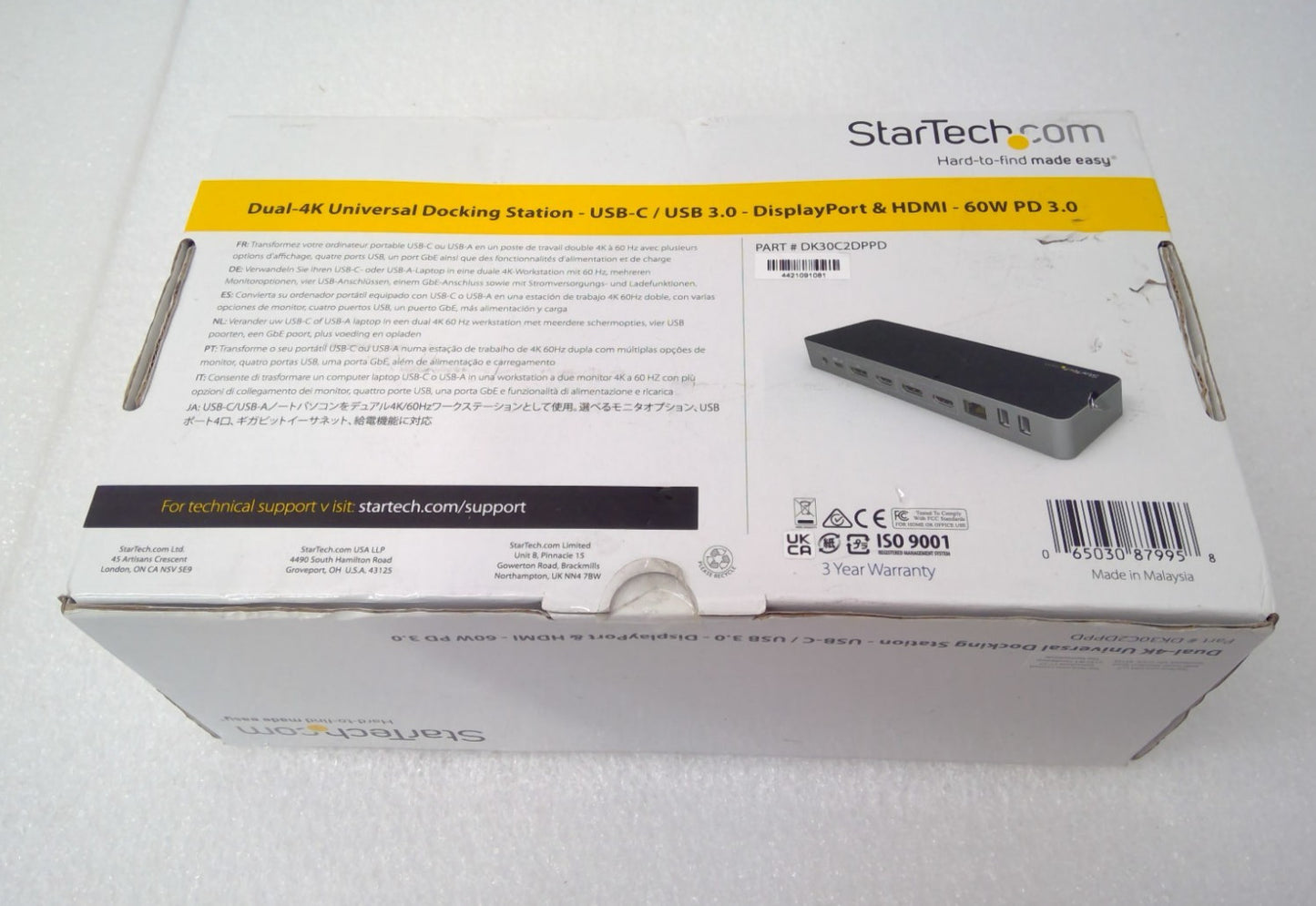 New Startech DK30C2DPPD Dual-4k 60Hz Universal Docking Station
