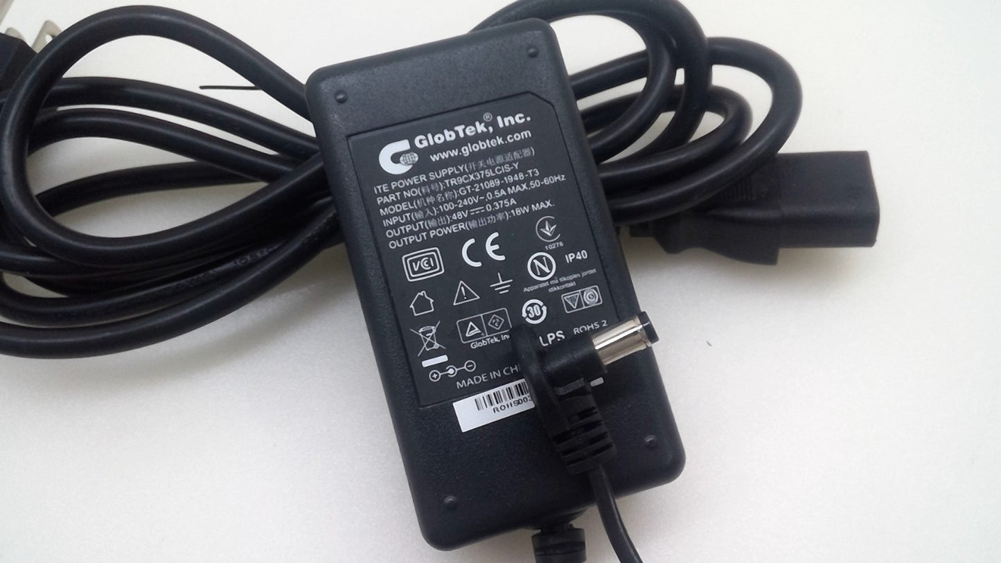 Original GlobTek GT-21089-1948-T3 AC Power Adapter TR9CX375LCIS-Y 48V 0.375A