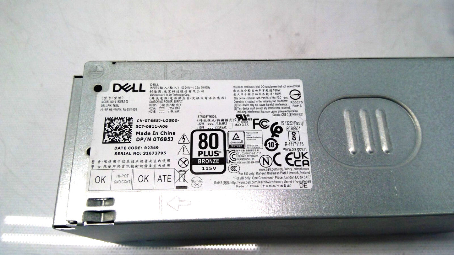 Genuine Dell 0T685J 3910 180W Power Supply L180EBS-00,PA-2181-6DB