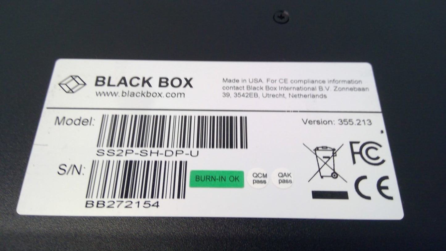 Black Box SS2P-DH-DP-U Secure KVM Switch 2-PORT DP W/AUDIO K/M *READ*
