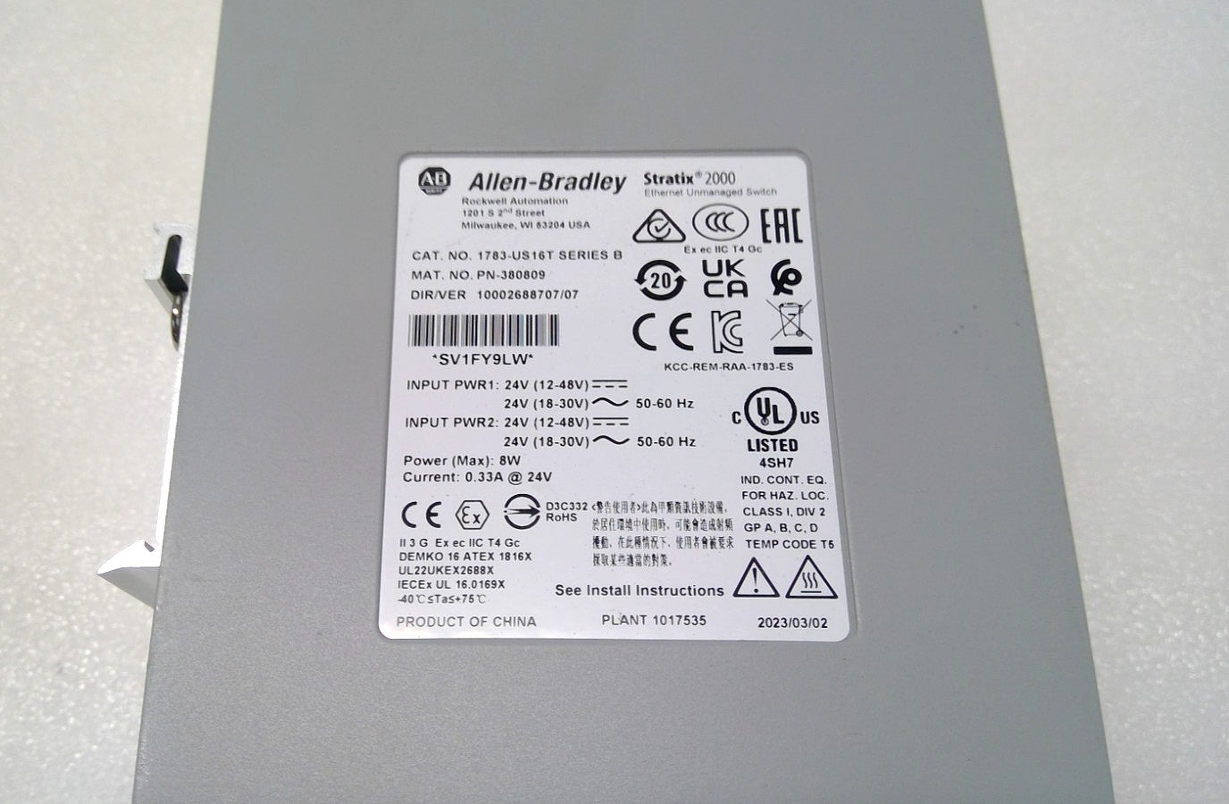 Allen-Bradley 1783-US16T SERIES B Stratix 2000 16 Port Unmanaged Ethernet Switch