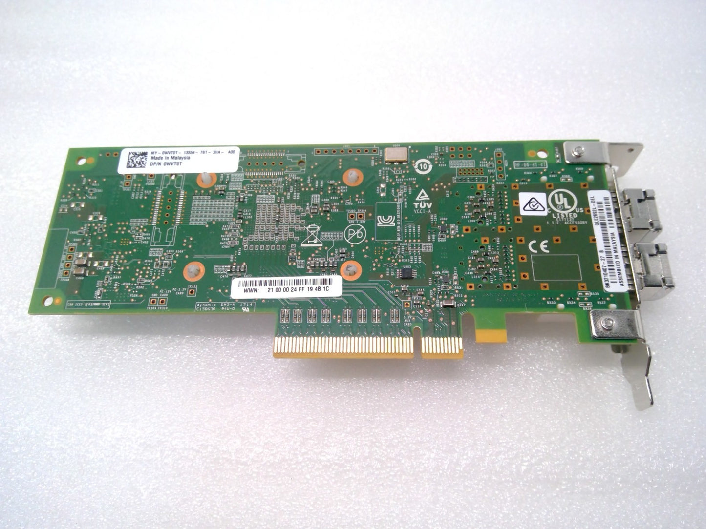 Dell Qlogic QLE2692L-DEL Dual Port 16GB Fibre Channel 0WVT0T 0TCK3G W/2 SFP