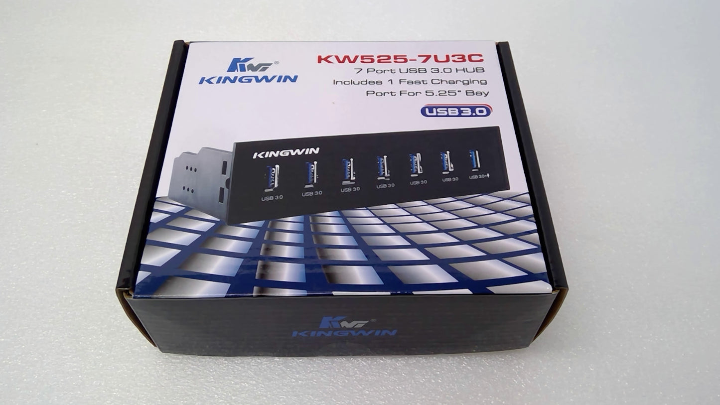 open box Kingwin KW525-7U3C 7-Port USB 3.0 Hub with 1 x Fast Charging Port