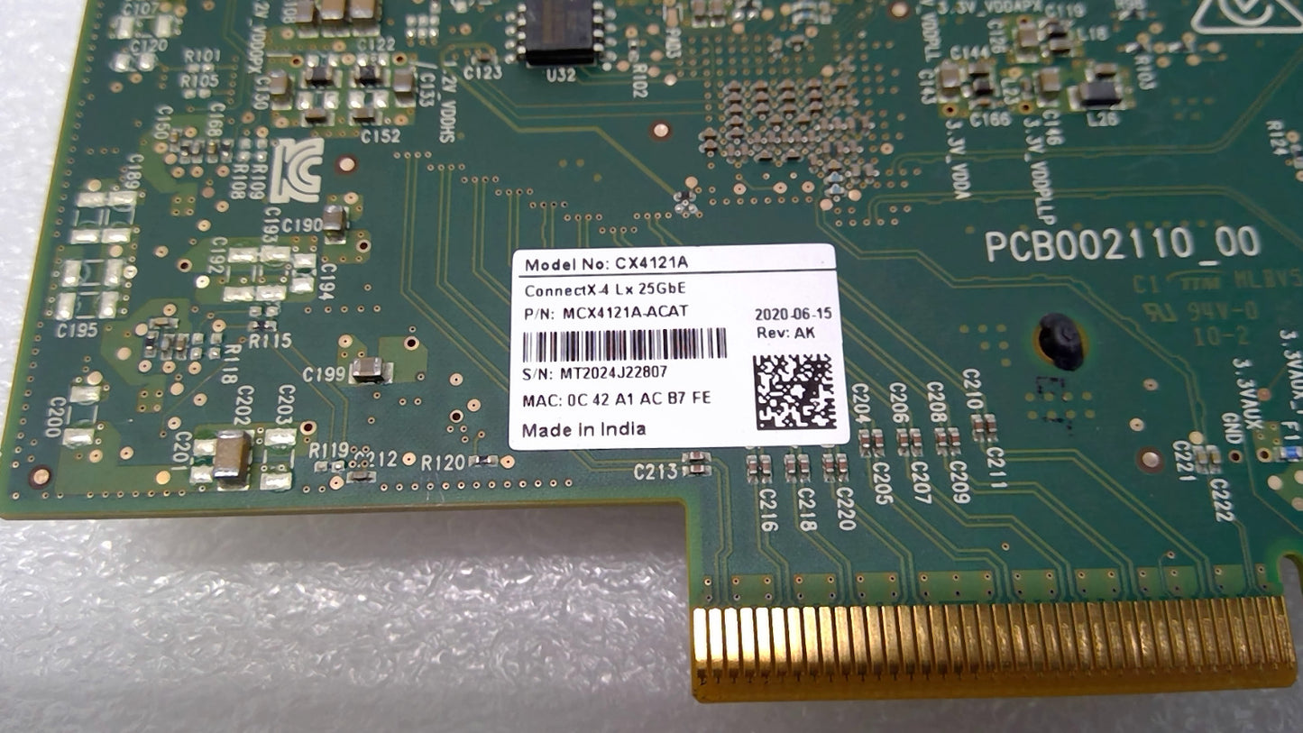 Mellanox ConnectX-4 25GbE Dual-Port MCX4121A-ACAT CX4121A Network Interface Card