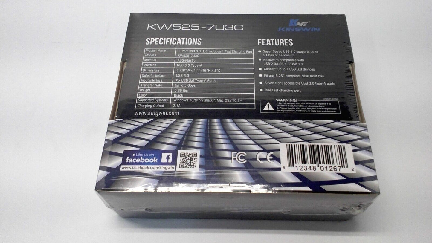 Kingwin Fast Charging 7Port 5.25inch Bay USB3.0 Hub   (KW525-7U3C)