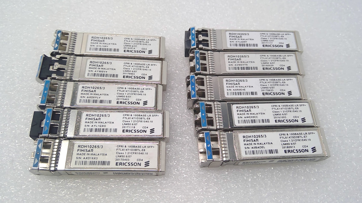 X10 Ericsson RDH10265/3 Finisar FTLX1471D3BTL 10G SFP+ LR 1310nm Transceiver
