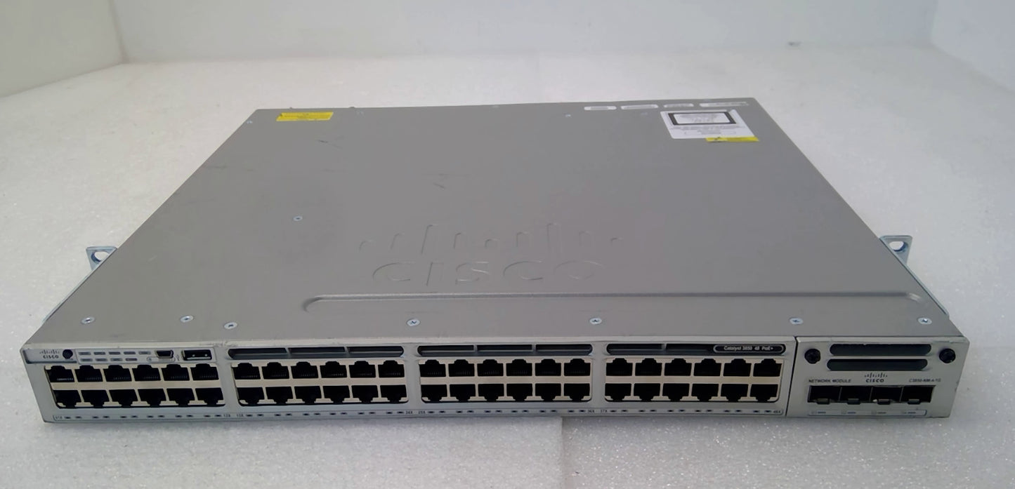 Cisco Catalyst WS-C3850-48P 48Port PoE+ Switch w/ C3850-NM-4-1G Network Module
