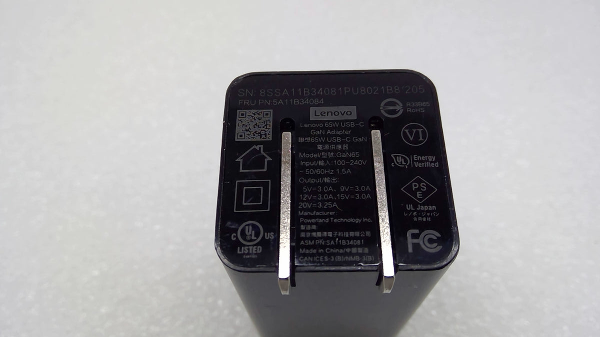 Genuine Lenovo GaN65 65W USB-C GaN Mini Wall Charger Adapter FRU 5A11B34084